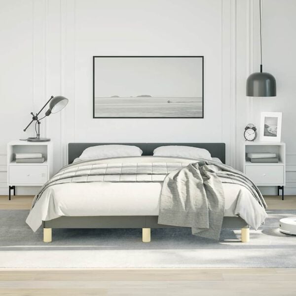 vidaXL Cadre de lit sans matelas gris fonc&eacute; tissu