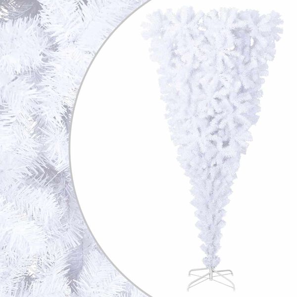 vidaXL Sapin de No&euml;l artificiel renvers&eacute; avec support Blanc 180 cm