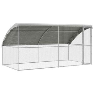 vidaXL Cage &agrave; poules 2 pcs Argent&eacute; 400 x 200 x 198,5 cm