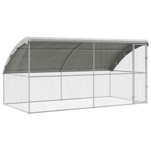 vidaXL Cage &agrave; poules 2 pcs Argent&eacute; 400 x 200 x 198,5 cm