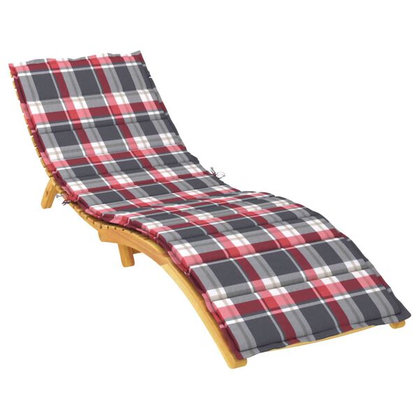 vidaXL Coussin de chaise longue &agrave; carreaux rouge 200x50x3 cm