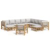 vidaXL Salon de jardin 12 pcs avec coussins gris clair bambou