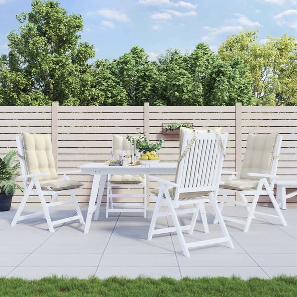 vidaXL Coussins de chaise &agrave; dossier haut lot de 4 cr&egrave;me tissu oxford