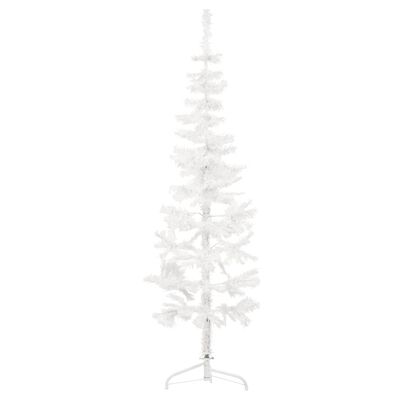 vidaXL Demi sapin de Noël artificiel mince avec support Blanc 120 cm