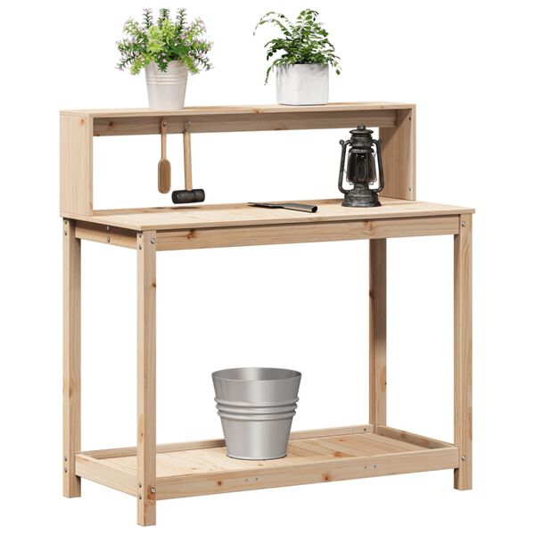 vidaXL Table de rempotage et étagères 108x50x109,5 cm bois massif pin