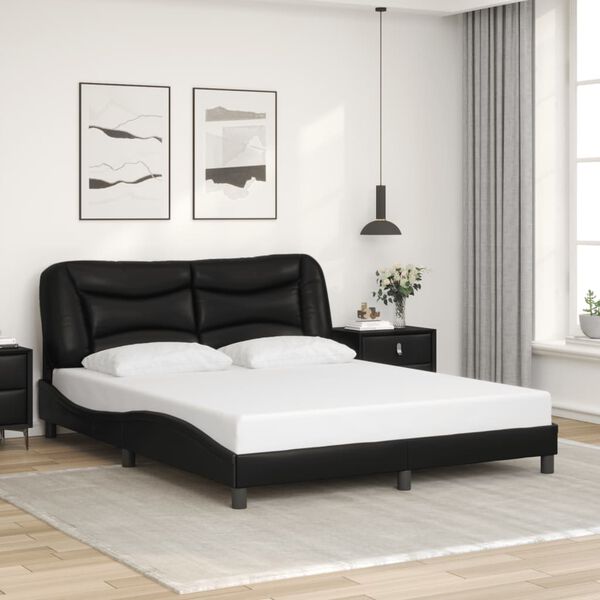 vidaXL Cadre de lit sans matelas Hvar noir 152x203 cm similicuir