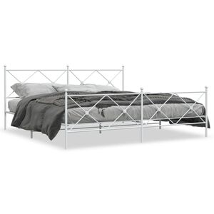 vidaXL Cadre de lit métal sans matelas et pied de lit blanc 193x203 cm