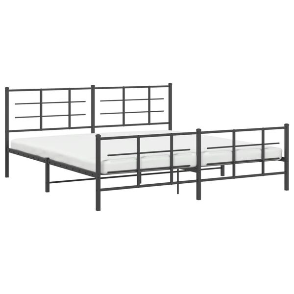 vidaXL Cadre de lit m&eacute;tal sans matelas avec pied de lit noir 193x203cm