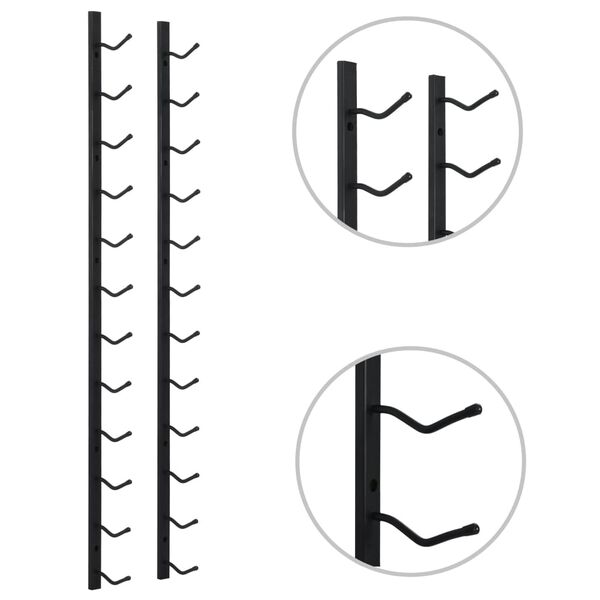 vidaXL Casier à bouteilles mural pour 12 bouteilles Noir Fer