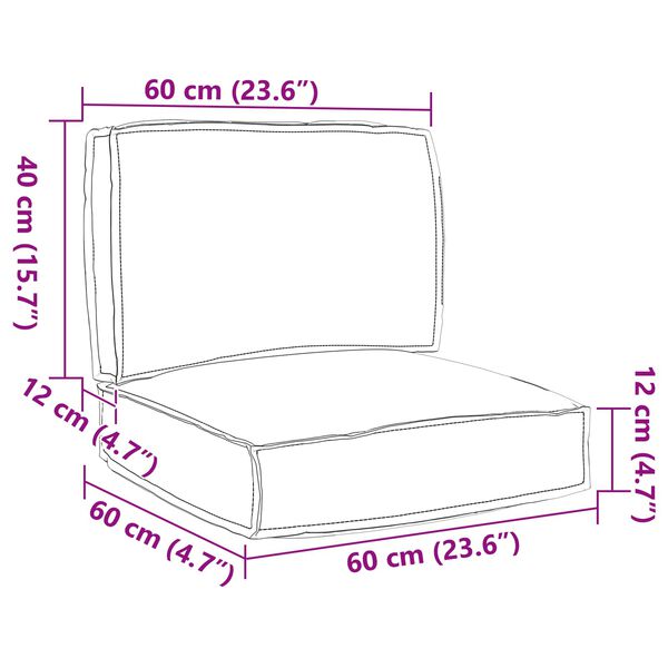 vidaXL Set de coussins de palette 2 pcs Gris Tissu Oxford