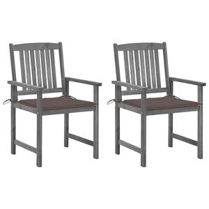 vidaXL Chaises de jardin et coussins lot de 2 Gris Bois acacia massif