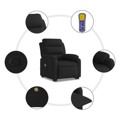 vidaXL Fauteuil inclinable de massage noir tissu