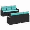 vidaXL Ensemble de canap&eacute; de jardin 7 pcs Noir et turquoise