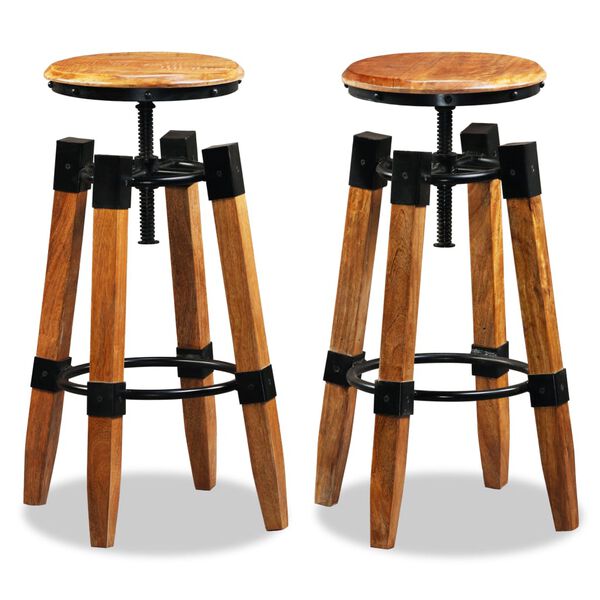 vidaXL Tabourets de bar lot de 2 bois de manguier massif