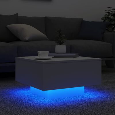 vidaXL Table basse avec lumières LED blanc 55x55x31 cm