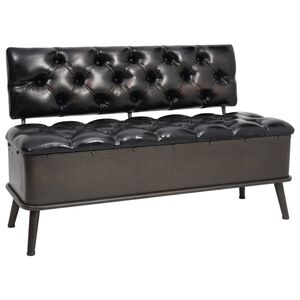 vidaXL Banc de rangement avec dossier 110 cm noir similicuir