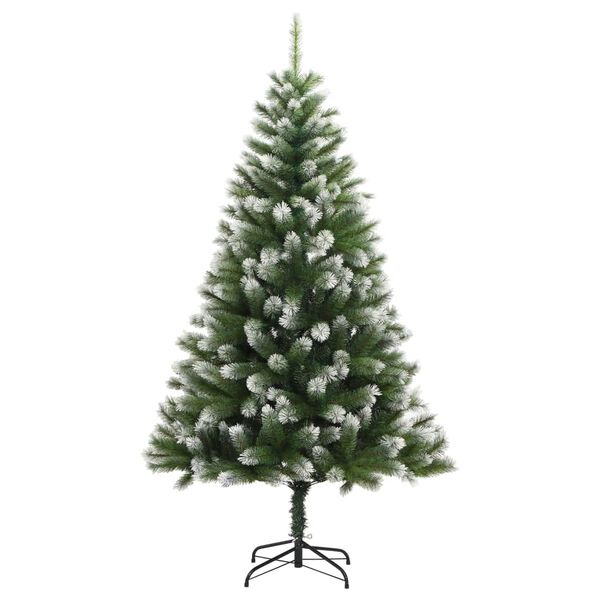 vidaXL Sapin de No&euml;l artificiel &agrave; charni&egrave;res 150 LED neige floqu&eacute;e
