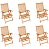 vidaXL Chaises de jardin lot de 6 avec coussins taupe Bois teck massif