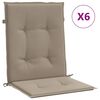 vidaXL Coussins de chaise de jardin &agrave; dossier bas lot de 6 taupe