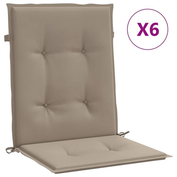 vidaXL Coussins de chaise de jardin &agrave; dossier bas lot de 6 taupe