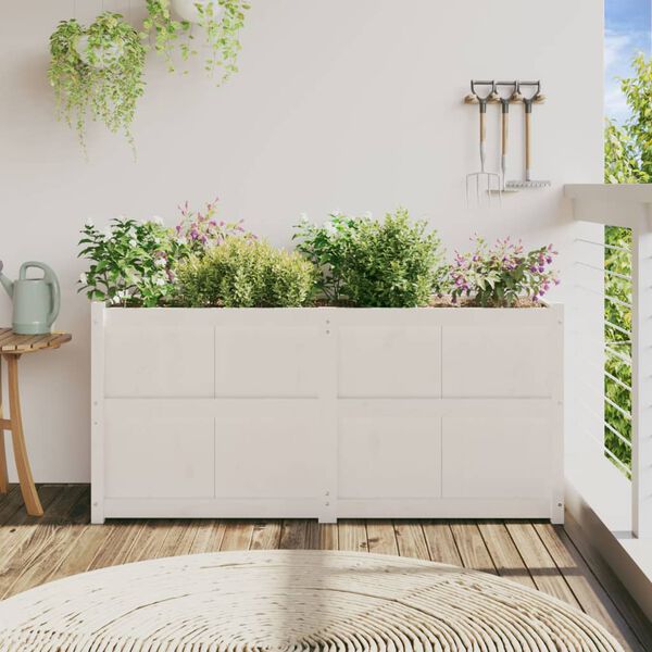 vidaXL Jardinière blanc 150x50x70 cm bois de pin massif