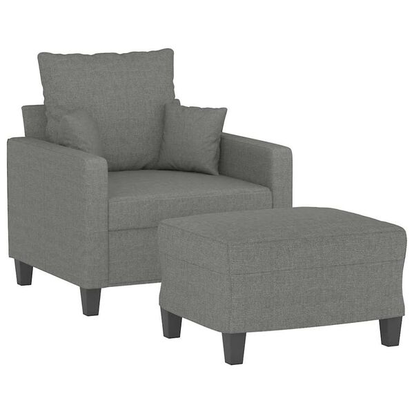 vidaXL Fauteuil avec repose-pied Gris fonc&eacute; 60 cm Tissu
