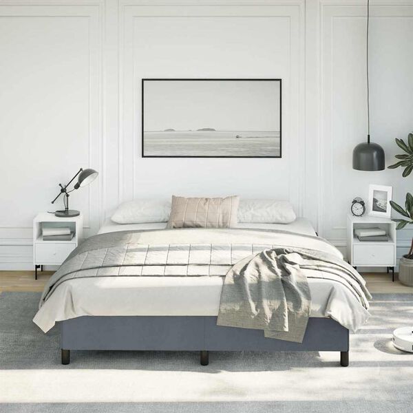 vidaXL Cadre de lit sans matelas gris fonc&eacute; California velours