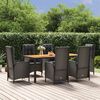 vidaXL Ensemble &agrave; manger de jardin coussins 7pcs Noir R&eacute;sine tress&eacute;e