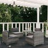 vidaXL Salon de jardin 4 pcs avec coussins r&eacute;sine tress&eacute;e gris
