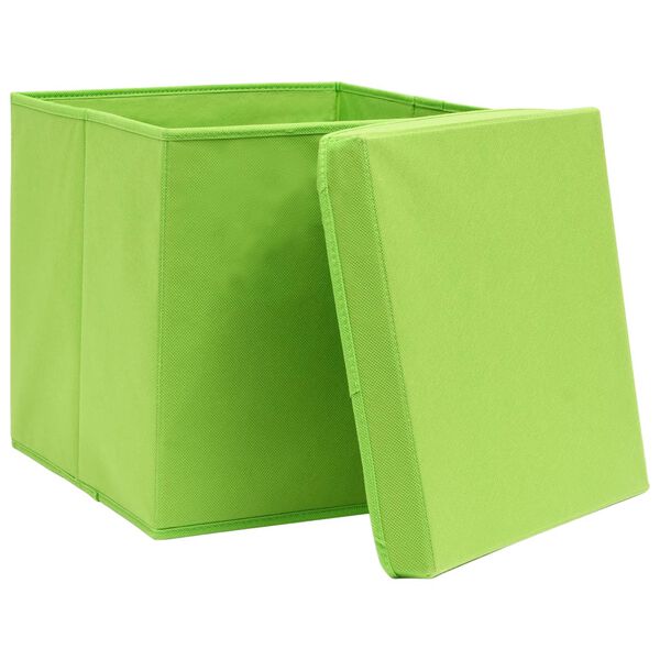 vidaXL Boîtes de rangement avec couvercles 4 pcs Vert 32x32x32cm Tissu