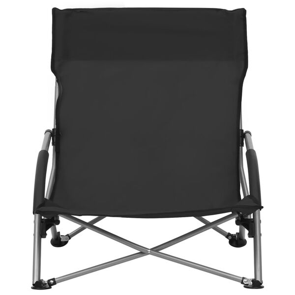 vidaXL Chaises de plage pliables lot de 2 Noir Tissu