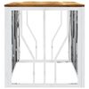 vidaXL Table basse argenté acier inoxydable et bois massif d'acacia