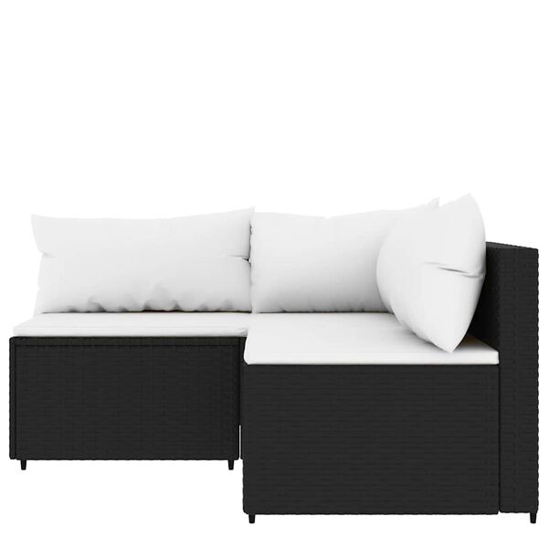 vidaXL Salon de jardin 3 pcs avec coussins Noir R&eacute;sine tress&eacute;e