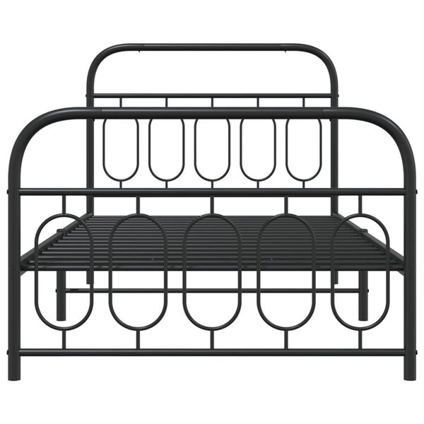 vidaXL Cadre de lit m&eacute;tal sans matelas et pied de lit noir 100x200 cm