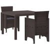 vidaXL Ensemble de salle &agrave; manger pour jardin 3 pcs Marron Rattan Polt