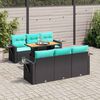 vidaXL Salon de jardin 7 pcs avec coussins noir r&eacute;sine tress&eacute;e
