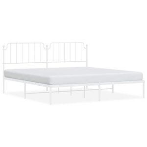 vidaXL Cadre de lit m&eacute;tal sans matelas et t&ecirc;te de lit blanc 193x203 cm