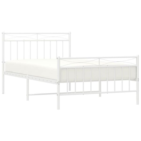 vidaXL Cadre de lit métal sans matelas et pied de lit blanc 100x200 cm