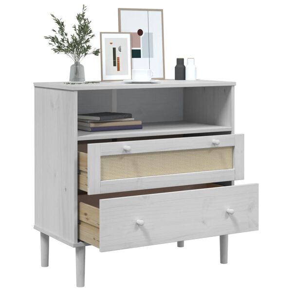 vidaXL Buffet SENJA aspect rotin blanc 80x40x80 cm bois massif de pin
