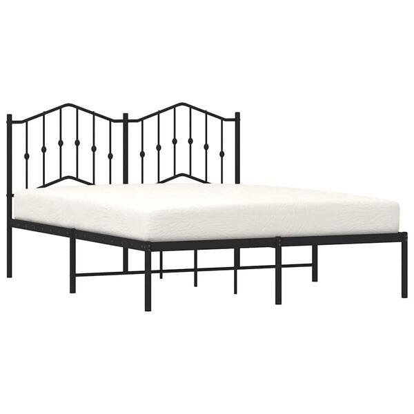 vidaXL Cadre de lit métal sans matelas avec tête de lit noir 150x200cm