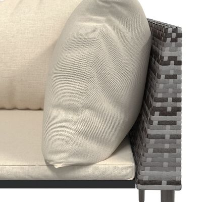 vidaXL Salon de jardin 3 pcs avec coussins Gris Résine tressée