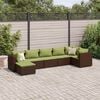 vidaXL Salon de jardin avec coussins 7 pcs marron r&eacute;sine tress&eacute;e