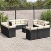 vidaXL Salon de jardin avec coussins 13 pcs noir r&eacute;sine tress&eacute;e