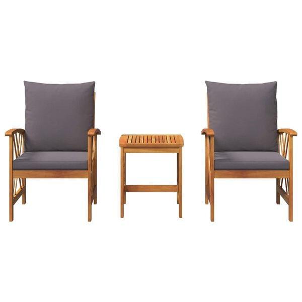 vidaXL Ensemble de canap&eacute; de jardin avec coussin 3 pcs Huile Naturelle