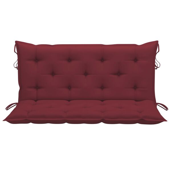 vidaXL Balancelle avec coussin rouge bordeaux 120 cm Bois de teck