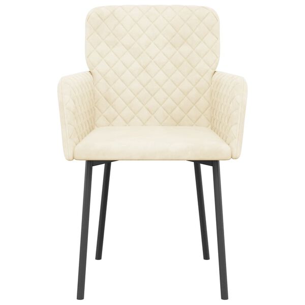vidaXL Chaises &agrave; manger lot de 2 Cr&egrave;me Velours