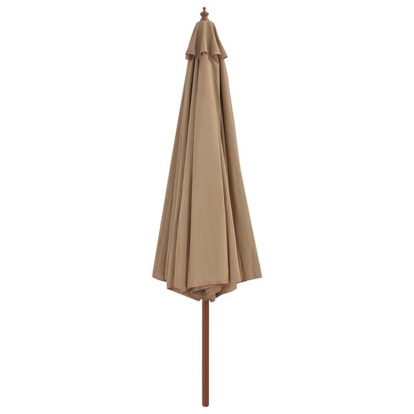 vidaXL Parasol d'ext&eacute;rieur avec m&acirc;t en bois 350 cm Taupe