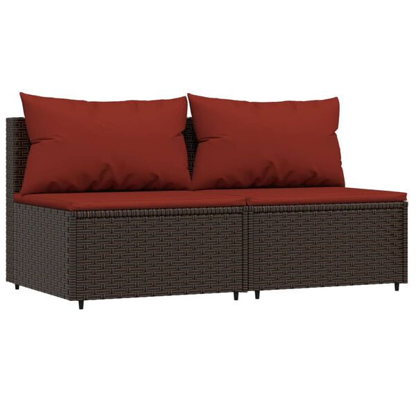 vidaXL Salon de jardin 3 pcs avec coussins marron r&eacute;sine tress&eacute;e