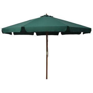 vidaXL Parasol d'ext&eacute;rieur avec m&acirc;t en bois 330 cm Vert