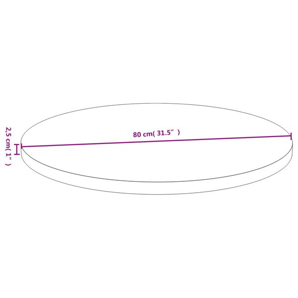 vidaXL Dessus de table &Oslash;80x2,5 cm bambou